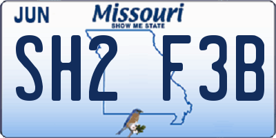 MO license plate SH2F3B