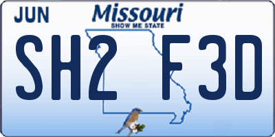MO license plate SH2F3D