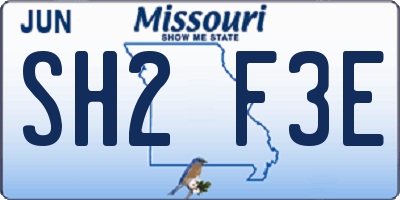 MO license plate SH2F3E