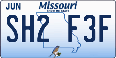 MO license plate SH2F3F