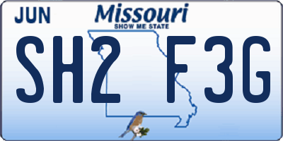 MO license plate SH2F3G