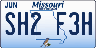 MO license plate SH2F3H