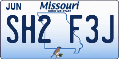 MO license plate SH2F3J