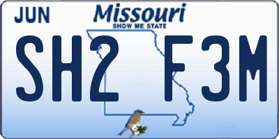 MO license plate SH2F3M
