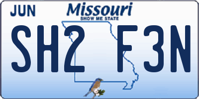 MO license plate SH2F3N