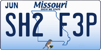 MO license plate SH2F3P