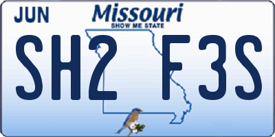 MO license plate SH2F3S