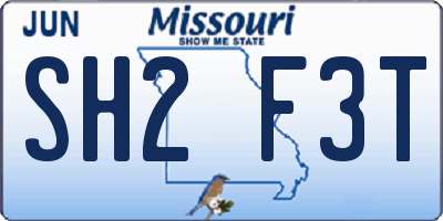 MO license plate SH2F3T