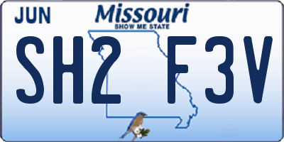 MO license plate SH2F3V