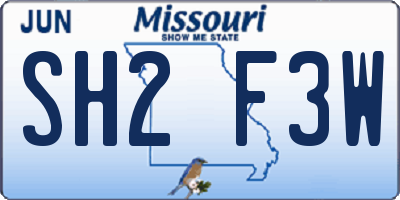 MO license plate SH2F3W
