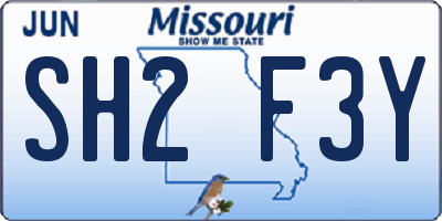 MO license plate SH2F3Y