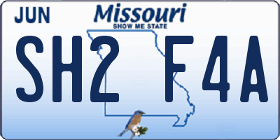 MO license plate SH2F4A