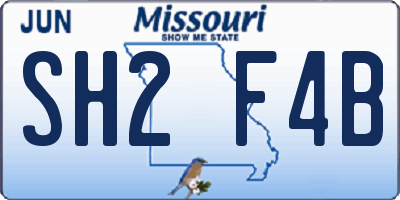 MO license plate SH2F4B