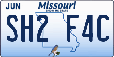 MO license plate SH2F4C