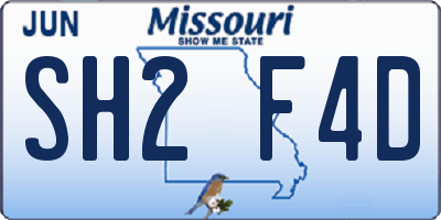 MO license plate SH2F4D