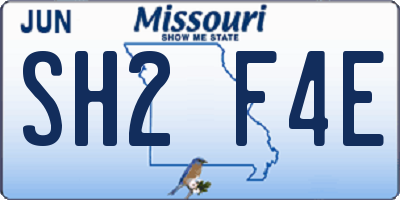MO license plate SH2F4E