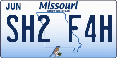 MO license plate SH2F4H