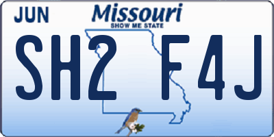 MO license plate SH2F4J