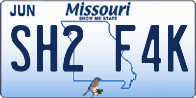 MO license plate SH2F4K