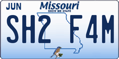 MO license plate SH2F4M