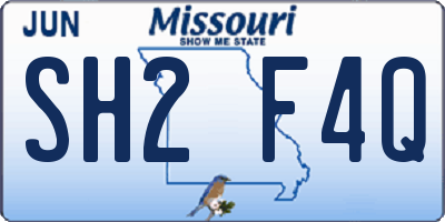 MO license plate SH2F4Q