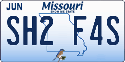 MO license plate SH2F4S