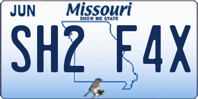 MO license plate SH2F4X