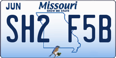 MO license plate SH2F5B