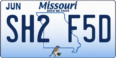 MO license plate SH2F5D