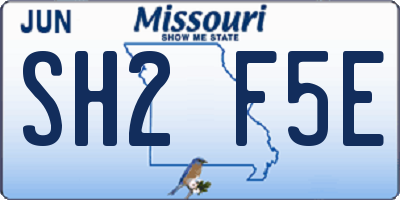 MO license plate SH2F5E