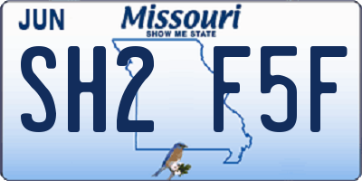 MO license plate SH2F5F