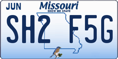MO license plate SH2F5G