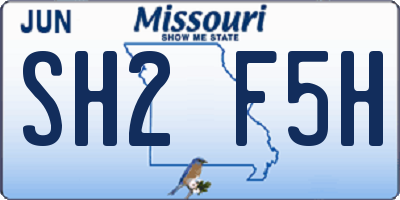 MO license plate SH2F5H