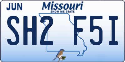 MO license plate SH2F5I
