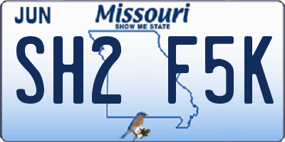 MO license plate SH2F5K
