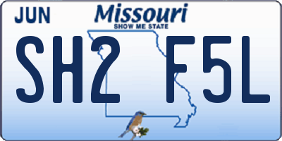 MO license plate SH2F5L