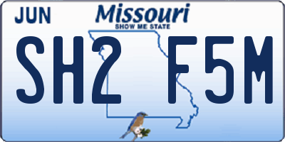MO license plate SH2F5M