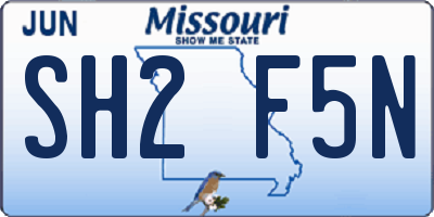 MO license plate SH2F5N