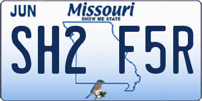MO license plate SH2F5R