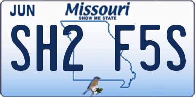 MO license plate SH2F5S