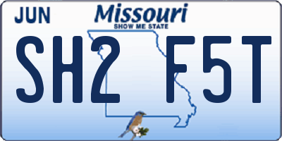 MO license plate SH2F5T