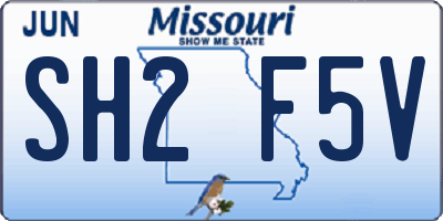 MO license plate SH2F5V
