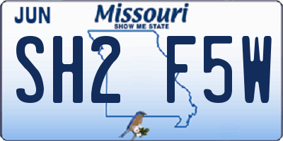 MO license plate SH2F5W