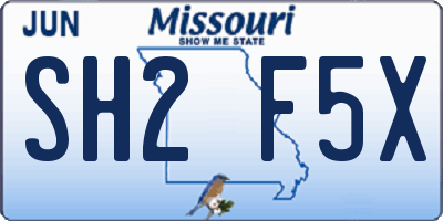 MO license plate SH2F5X