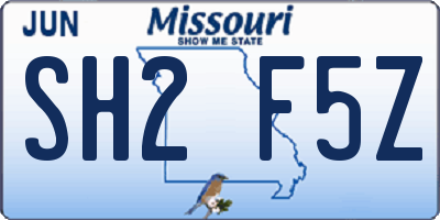 MO license plate SH2F5Z