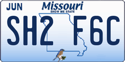 MO license plate SH2F6C