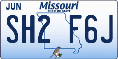 MO license plate SH2F6J