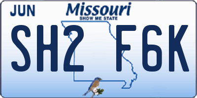 MO license plate SH2F6K
