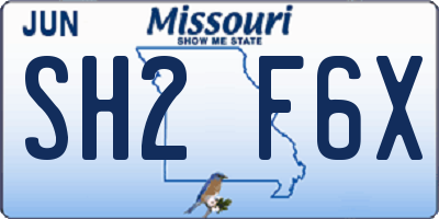 MO license plate SH2F6X