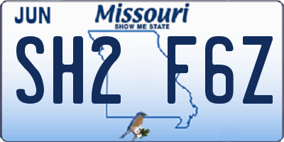 MO license plate SH2F6Z